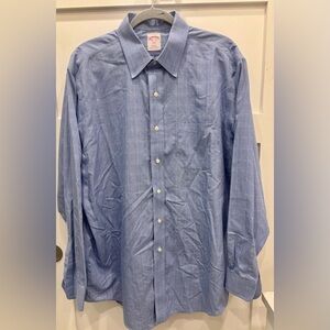 Brooks Brothers Light Blue Plaid Dress Shirt Regular Fit 100% Cotton